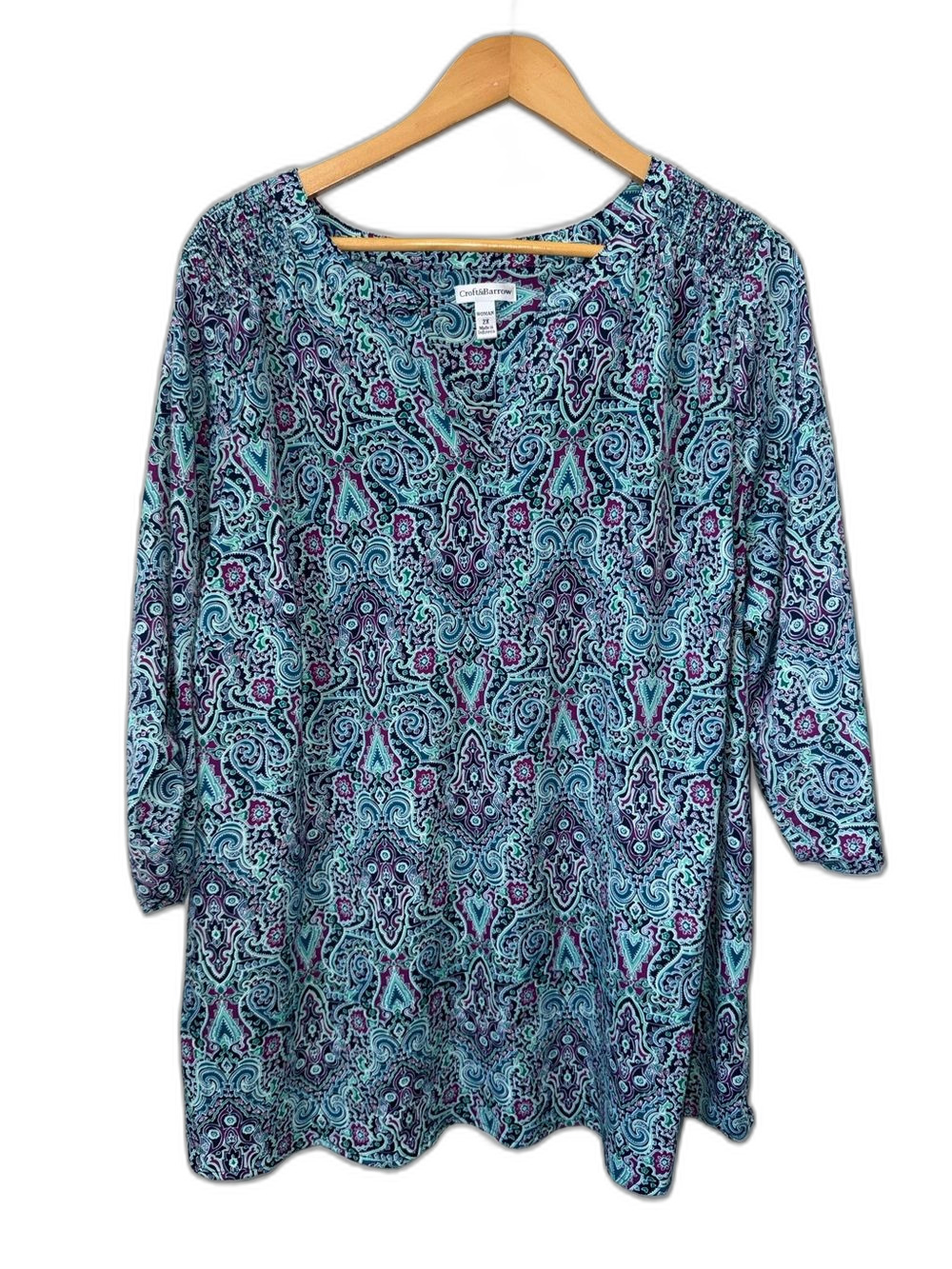 Croft & Barrow Teal and Purple Paisley Tunic Top Women’s Size 2X !
